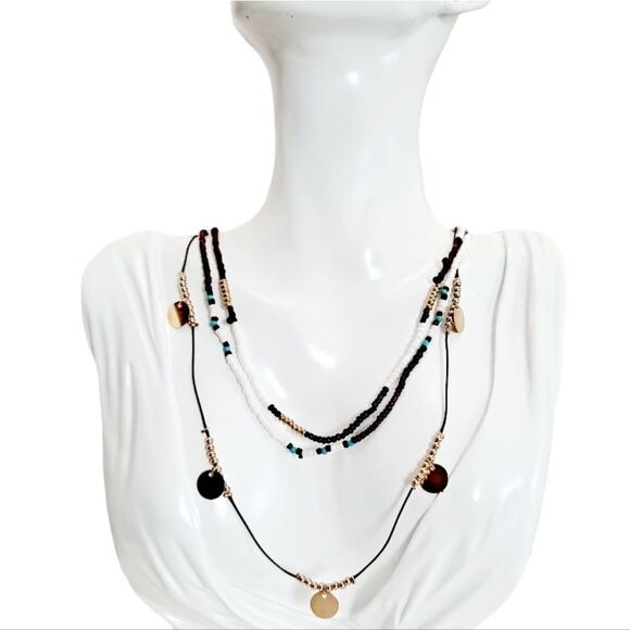 💖 2/$30 Boho indie sleeze multi layered gold charm beaded hippie necklace - Picture 7 of 15